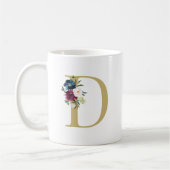 Initial des Boavy Burgundy Watercolor Floral Monog Kaffeetasse (Links)