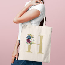 Initial des Boavy Burgundy Watercolor Floral Monog