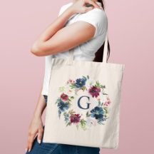 Initial des Boavy Burgundy Watercolor Floral Monog