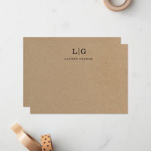 Initial des Kraft Paper Monogram Mitteilungskarte (Vorderseite/Rückseite Beispiel)