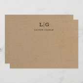Initial des Kraft Paper Monogram Mitteilungskarte (Vorne/Hinten)