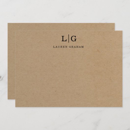 Initial des Kraft Paper Monogram Mitteilungskarte (Vorne/Hinten)