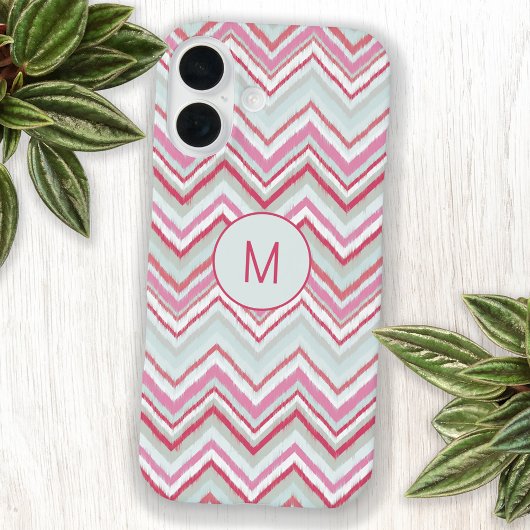 Initial des modernen Ikat Zickzack Stripe Monogram Case-Mate iPhone Hülle