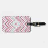 Initial des modernen Ikat Zickzack Stripe Monogram Gepäckanhänger (Vorderseite horizontal)