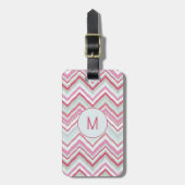 Initial des modernen Ikat Zickzack Stripe Monogram Gepäckanhänger (Vorderseite vertikal)