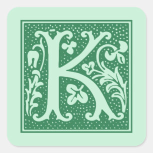 Initial des Vintagen Buchstaben K Quadratischer Aufkleber