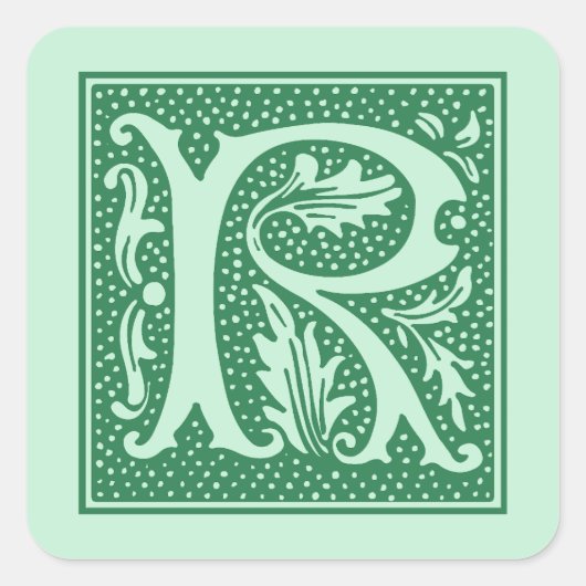 Initial des Vintagen Buchstaben R Monogram Quadratischer Aufkleber (Vorderseite)