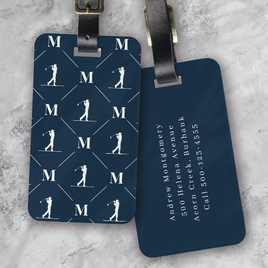 Initial-Designer-Muster für Golfer Monogram Gepäckanhänger