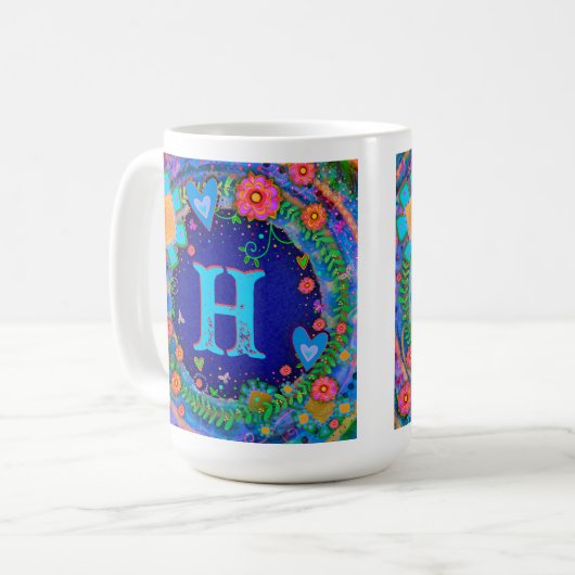Initial Dragonfly Monogram Inspirivity Coffee Tass Kaffeetasse (Vorderseite Links)
