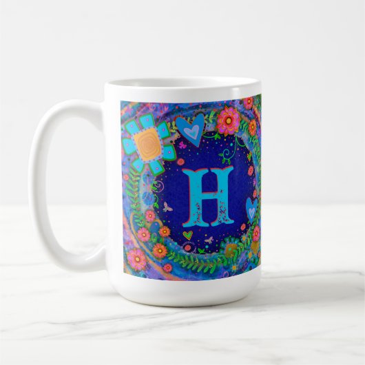 Initial Dragonfly Monogram Inspirivity Coffee Tass Kaffeetasse (Links)