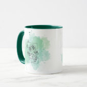 Initial E Aquarellmonogramm Grün Botanisch Tasse (Vorderseite Links)
