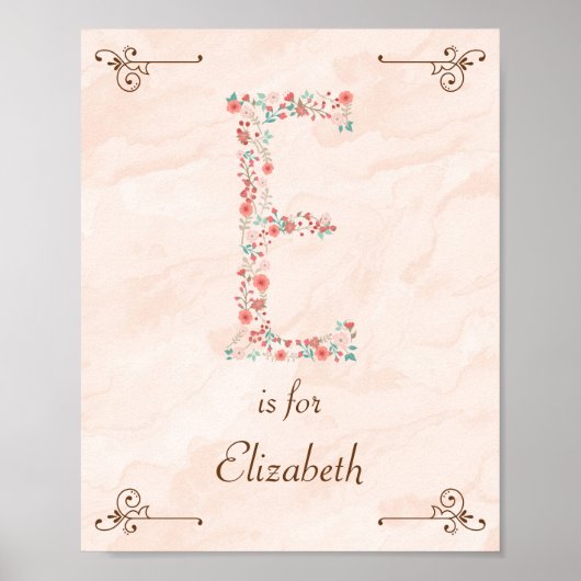 Initial E Baby Name Monogram Art Print Poster (Vorne)