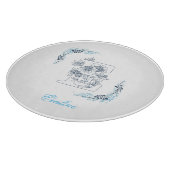 Initial "E" Blue Monogram Calm Floral Schneidebrett (Ecke)