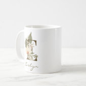 Initial E Boho Floral Orchid Greenery Individuelle Kaffeetasse (Vorderseite Links)