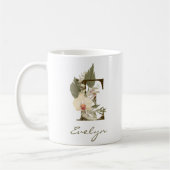 Initial E Boho Floral Orchid Greenery Individuelle Kaffeetasse (Links)