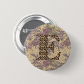 Initial E Elegant Floral Button (Vorne & Hinten)