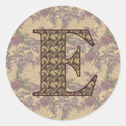 Initial E Elegant Runder Aufkleber (Vorderseite)