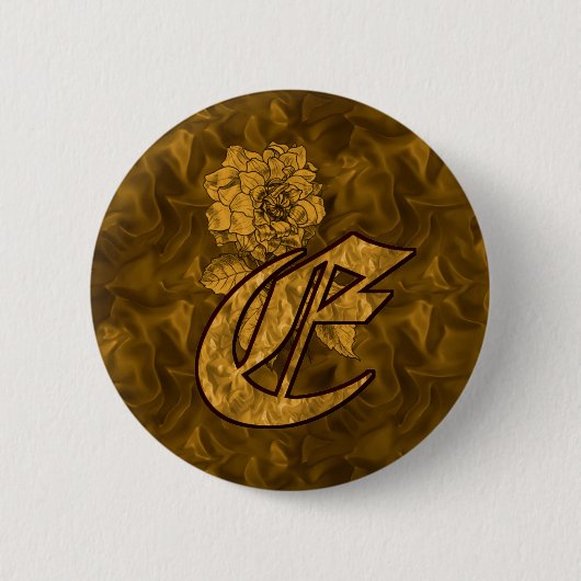 Initial E Gold Peony Button für Monogram (Vorderseite)