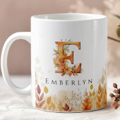 Initial-E-Herbstlaub für Monogramm Kaffeetasse
