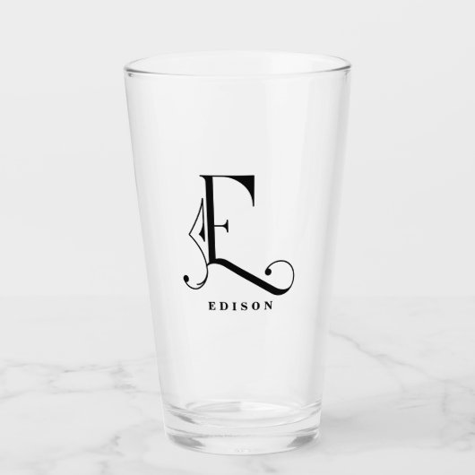 Initial E mit Nachname Glas, Klasse Monogramm Glas (Vorderseite)