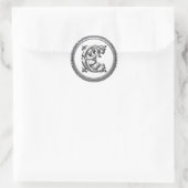 Initial E Rundkleber in Silber Runder Aufkleber (Tasche)