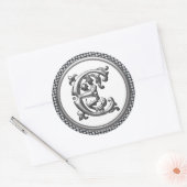 Initial E Rundkleber in Silber Runder Aufkleber (Umschlag)