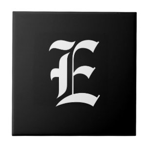 Initial E, Schwarz-Weiß-Monogramm Fliese