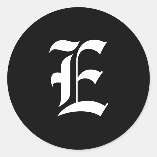 Initial E, Schwarz-Weiß-Monogramm Runder Aufkleber (Vorderseite)