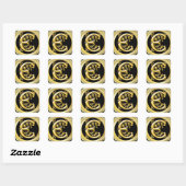 Initial E Square Sticker in Gold (Blatt)
