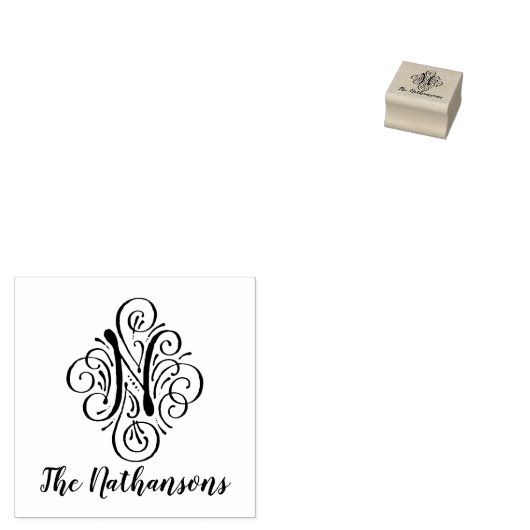 Initial Elegant Blüh Monogrammname Gummistempel (Stempel)