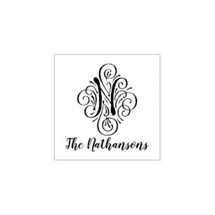 Initial Elegant Blüh Monogrammname Gummistempel