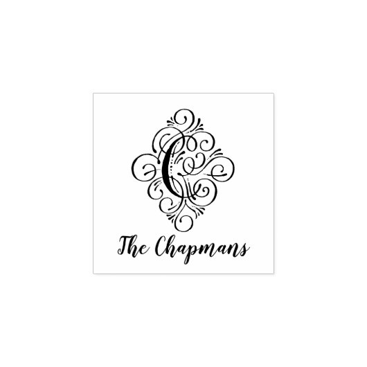 Initial-Elegant-Buchstaben C Blüh Monogrammname Gummistempel (Prägung)