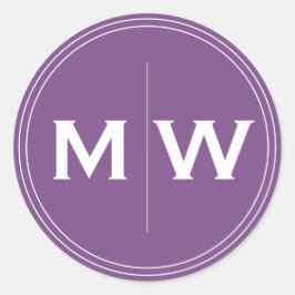 Initial elegant Chic Lila Circle Two Monogram Runder Aufkleber