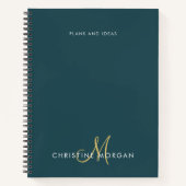 Initial elegant dunkelgrün und goldenes Monogramm Notizblock (Vorderseite)