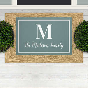 Initial: Elegant Grey Green Custom Monogram Fußmatte
