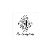 Initial Elegant Letter H Blüh Monogram Name Gummistempel (Prägung)