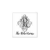 Initial Elegant Letter R Blüh Monogram Name Gummistempel (Prägung)