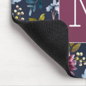 Initial Elegant Marine und bordeauxfarbene Feminin Mousepad (Ecke)