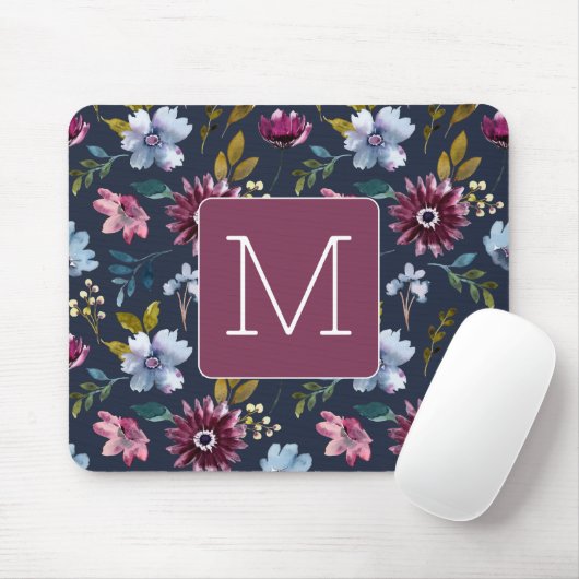 Initial Elegant Marine und bordeauxfarbene Feminin Mousepad (Mit Mouse)