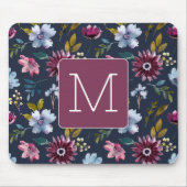 Initial Elegant Marine und bordeauxfarbene Feminin Mousepad (Vorne)
