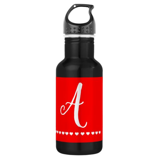 Initial elegant Rot und Weiß Edelstahlflasche (Vorderseite)