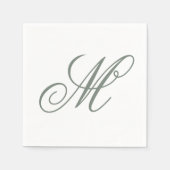 Initial elegante Sage Green Monogram Serviette (Vorderseite)