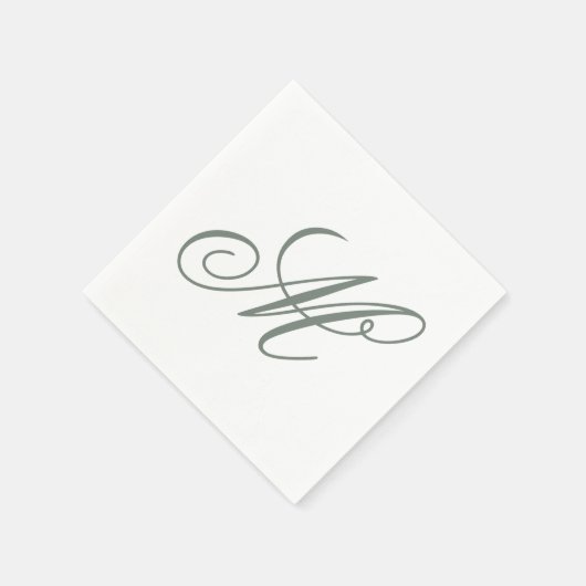 Initial elegante Sage Green Monogram Serviette (Ecke)