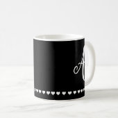 Initial elegante Schwarz-Weiß-Monogramm Kaffeetasse (VorderseiteRechts)