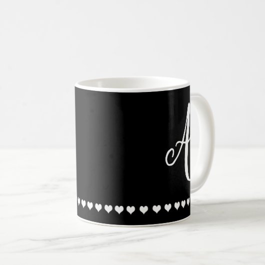 Initial elegante Schwarz-Weiß-Monogramm Kaffeetasse (VorderseiteRechts)