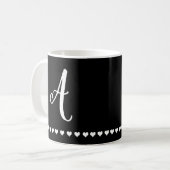 Initial elegante Schwarz-Weiß-Monogramm Kaffeetasse (Vorderseite Links)