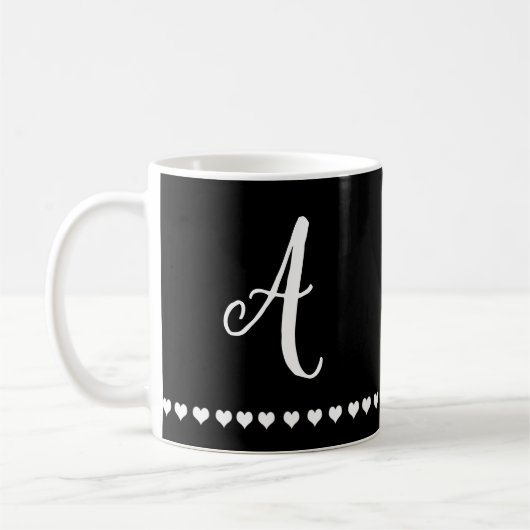 Initial elegante Schwarz-Weiß-Monogramm Kaffeetasse (Links)