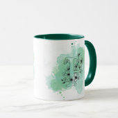 Initial F Aquarellmonogramm Grün Botanisch Tasse (VorderseiteRechts)