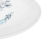 Initial "F" Blue Monogram Calm Floral Schneidebrett (Ecke)