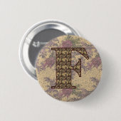 Initial F Elegant Floral Button (Vorne & Hinten)